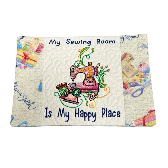 Hand Crafted Mug Rug Coaster Embroidered Cotton Fabric Padded Absorbs Liquid - Picture 8 of 10